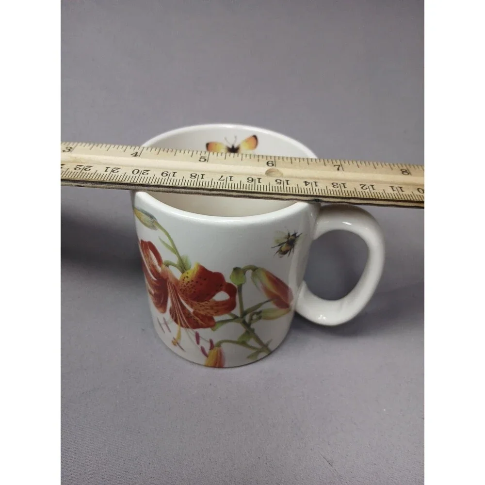 2 Spode Floral Haven Coffee Mugs Tea Cups Orange Lily Imperialware Vintage 2004
